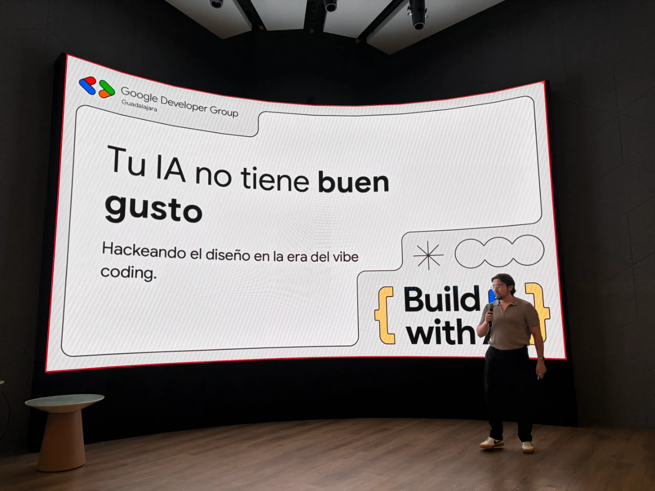 Juan presenting the event's slides